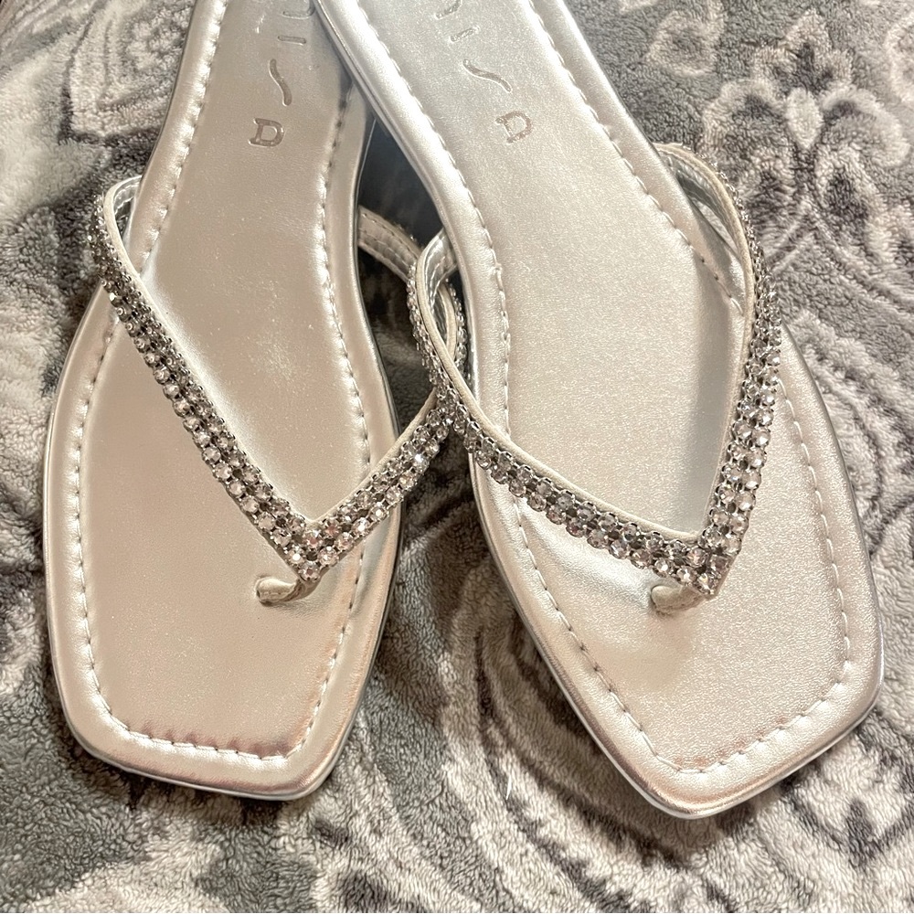 UNISA | Metallic Silver Rhinestone Sandals